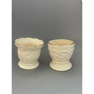 Lenox Beaded Tea Light Votive Candle Holder Set with 24K Gold Trim VTG